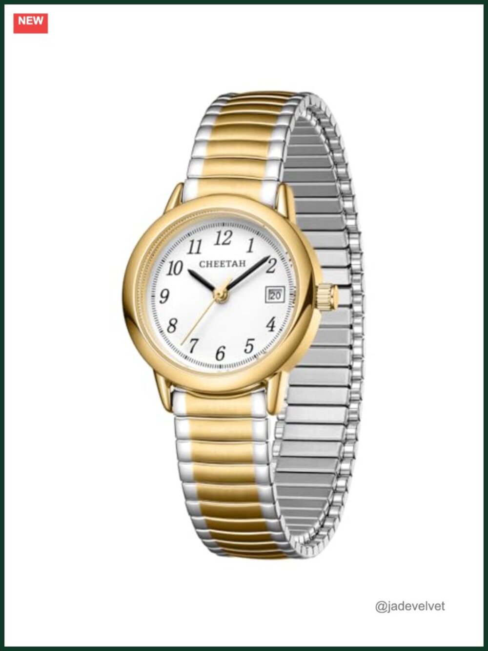 Gold Watches for Women Easy Reader Vintage Expansion Band Round Case